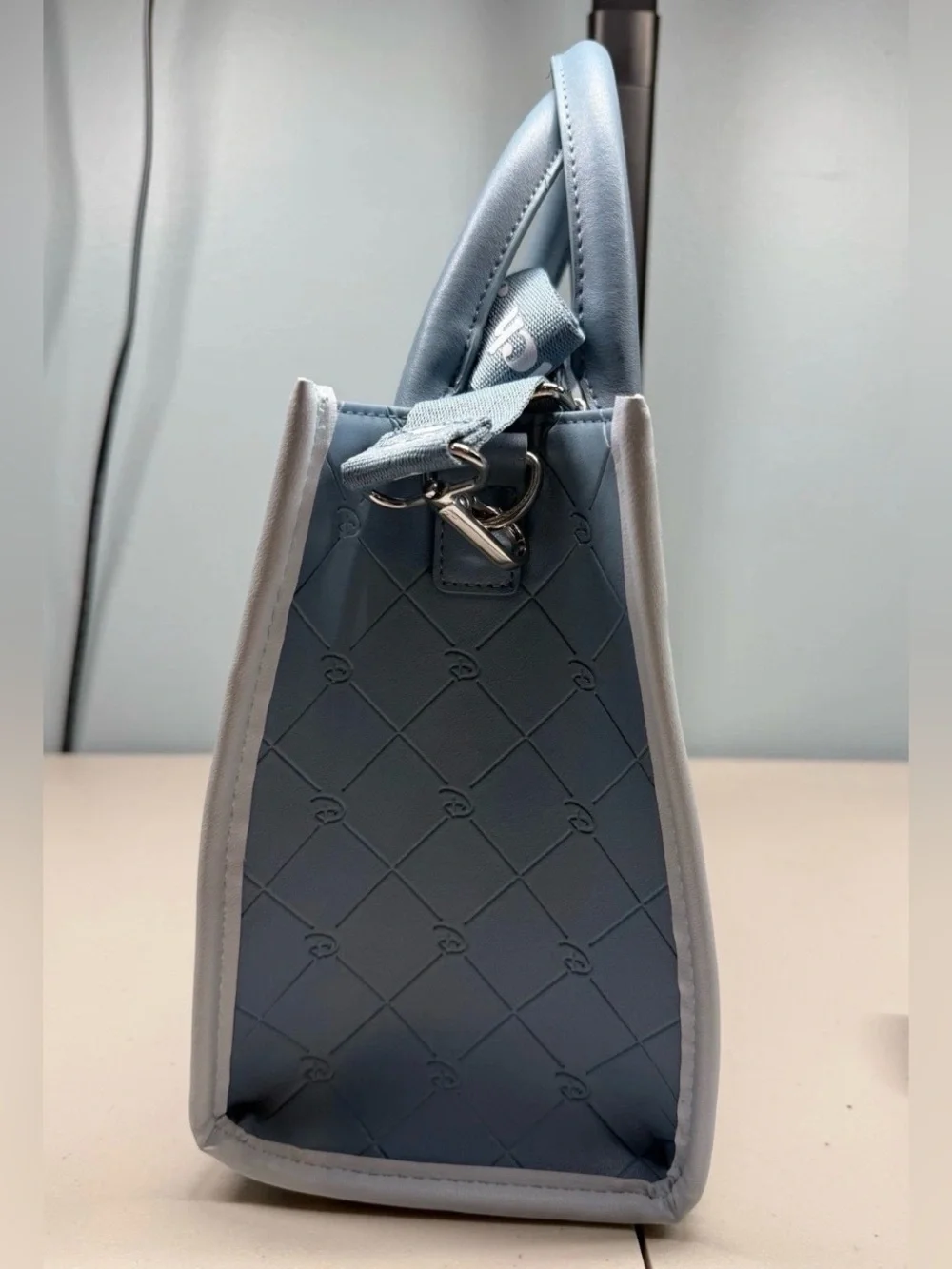 NWT Disney Light Blue Quilted Stitch Tote Bag with Detachable Strap